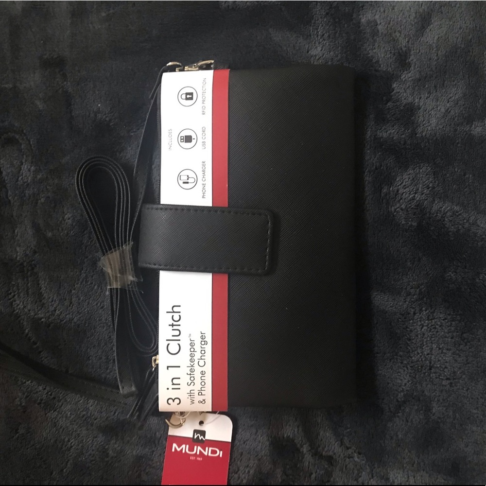 Black clutch that charges your phone
